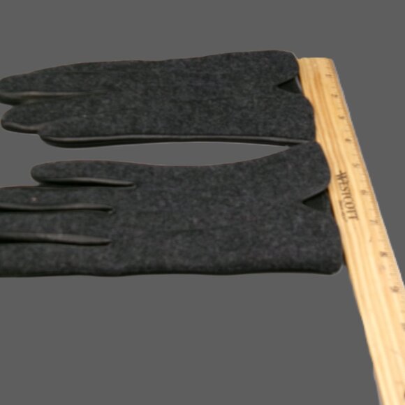 Eddie Bauer Gray Wool and Black Leather Gloves, Size L Women's - Picture 6 of 6